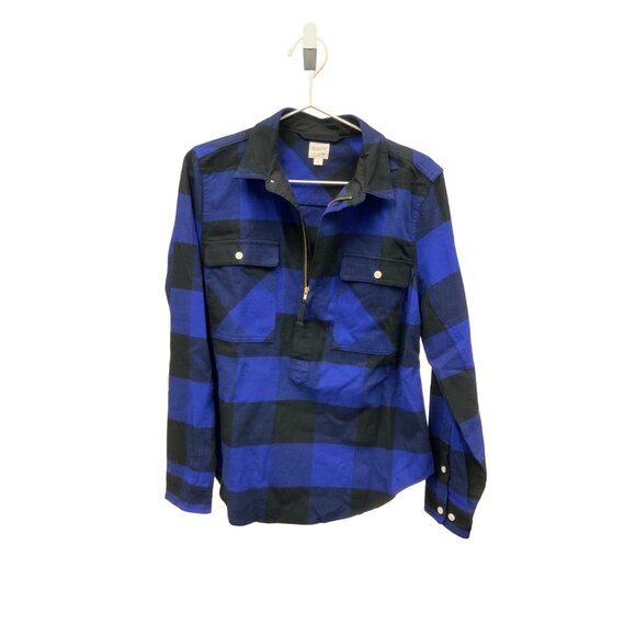 J.Crew Factory Blue Buffalo Check Shirt Jacket - Picture 1 of 3